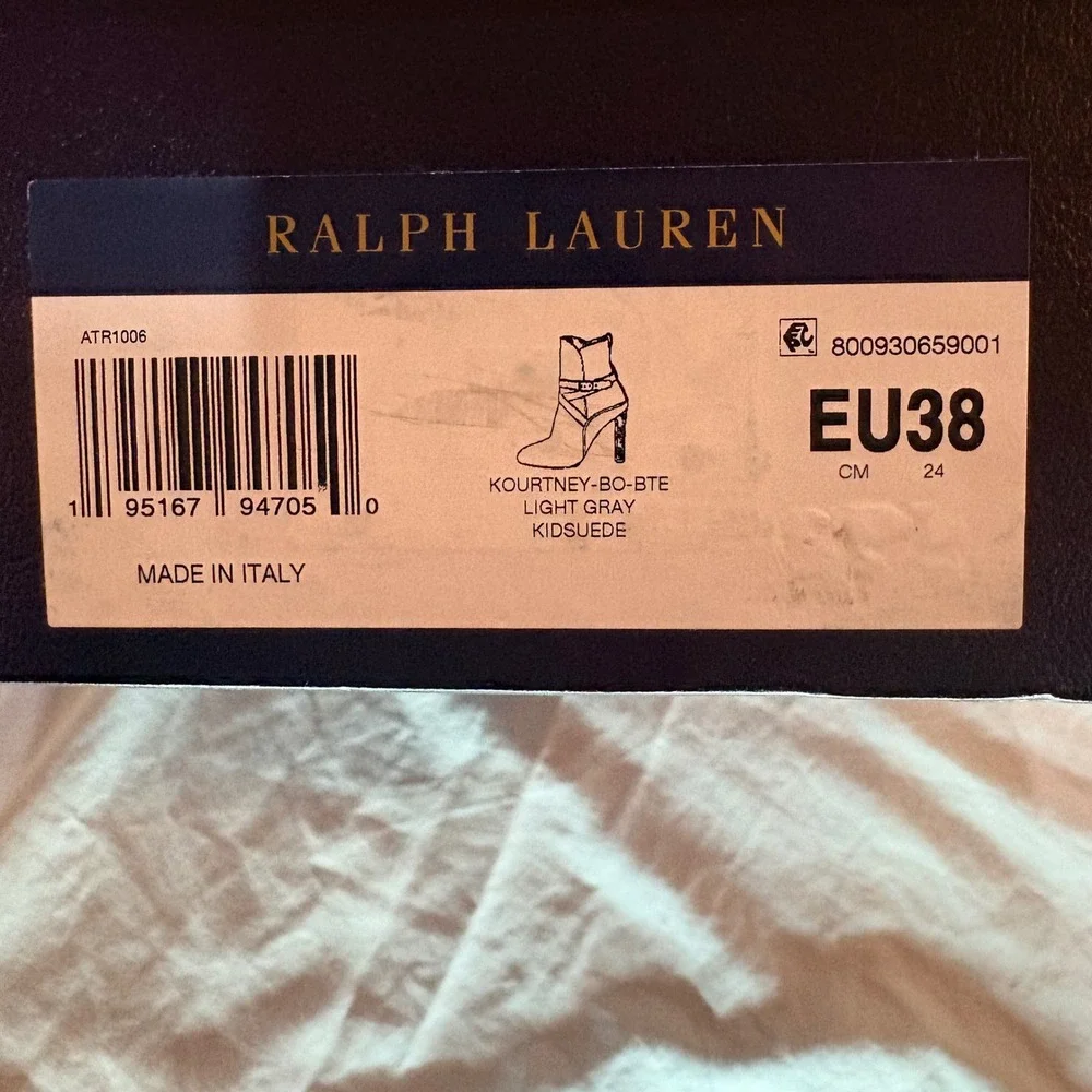 Purple Label Ralph Lauren Kourtney Gray‎ Suede Ankle Boots Italy EU 38 US 7.5-8